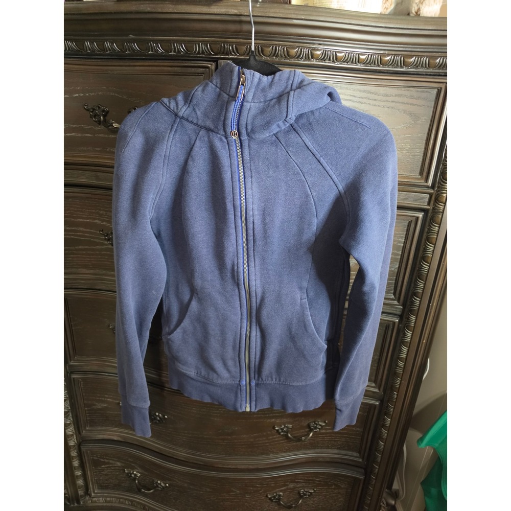 Lululemon Scuba Full Zip Hoodie Navy Blue Fleece LW4AWNS Size 6